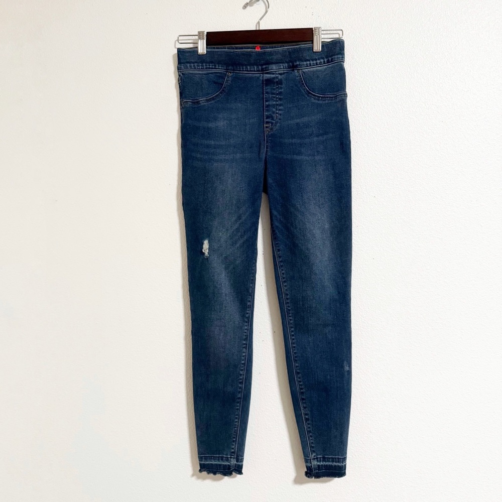 Spanx Distressed Medium Wash Jeggings - Picture 2 of 9